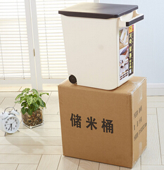 批發(fā)米桶15kg 翻蓋帶滑輪儲米桶家用廚房儲物箱防蟲防霉收納