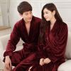 秋冬季加厚法蘭絨情侶睡袍女男長款珊瑚絨睡衣家居服長袖浴衣浴袍