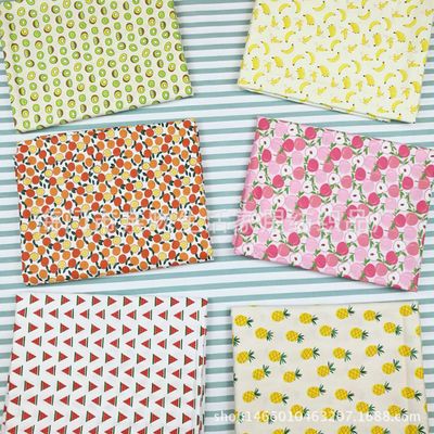 全棉斜紋印花布料兒童床品面料北歐宜家風(fēng)DIY布料批發(fā)水果