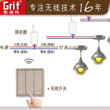 新款86型433M遠距離智能無線遙控開關 酒店家庭免布線遙控開關