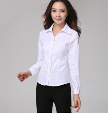 2019新款女式長袖白襯衫 女商務(wù)修身免燙職業(yè)襯衣繡logo一件代發(fā)