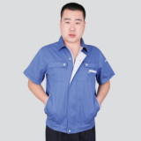 全袖工藝滌棉細斜紋夏款工作服套裝 工廠車間勞保工裝制服