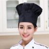 創簡約款廚師帽棉白色蛋糕店布帽酒店服務員廚師工作帽百褶蘑菇帽