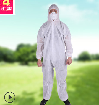工廠熱銷一次性 無紡布防護(hù)服加厚連體帶帽加大碼防化服畜牧養(yǎng)殖