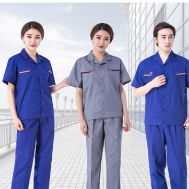 夏季工作服短袖套裝吸濕排汗耐磨透氣工裝車間廠服定做汽修勞保服