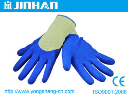 供應(yīng)21支紗線半掛皺紋鏡腳手套 浸膠勞保手套——【永盛工具】