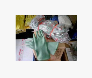 廣州市第十一橡膠廠 雙一牌 綠色丁基尼龍耐酸堿手套 批發經銷
