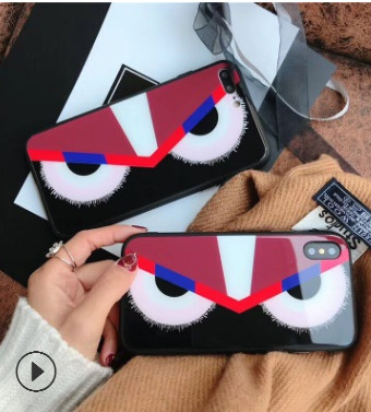 光面貓頭鷹鋼化玻璃 iPhone7plus/8/6/X手機殼全包防摔硬殼適用