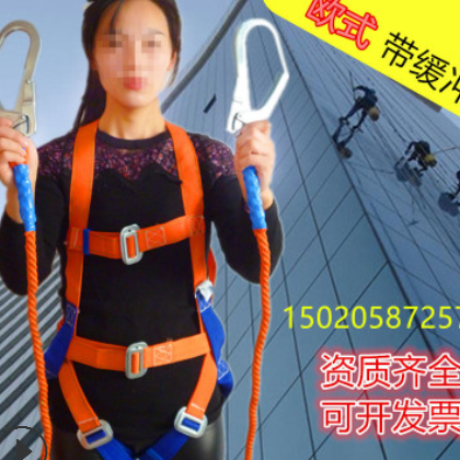 廠家直銷歐式帶緩沖包雙鉤全身式安全帶 高空作業(yè)五點式安全帶
