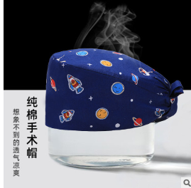 印花手術(shù)帽女薄醫(yī)生護(hù)士帽防油煙廚房帽子女家用夏純棉手術(shù)室帽子