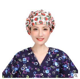 跨境/純棉手術(shù)帽女手術(shù)室防護(hù)帽子醫(yī)生護(hù)士帽包頭巾印花帽蓬蓬帽