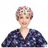 跨境/純棉手術帽女手術室防護帽子醫生護士帽包頭巾印花帽蓬蓬帽