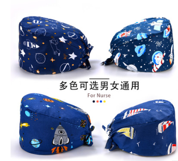 手術帽女醫生帽純棉手術室帽子動物星空卡通印花護士帽加扣包頭帽