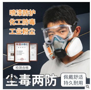 普達防毒面具硅膠噴漆化工防甲醛防霧護目鏡防護面罩農藥防塵面罩