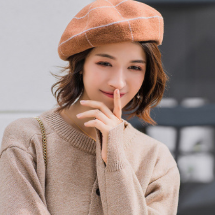 批發秋冬季羊毛呢貝雷帽女韓版百搭文藝畫家帽英倫復古八角蓓蕾帽