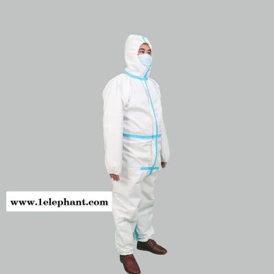 供應一次性連體連帽帶鞋套防護服 隔離衣防感染防護衣CE認證