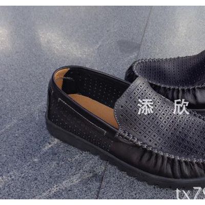 直銷外貿鞋 男士軟面頭層牛皮休閑鞋套腳網孔男鞋