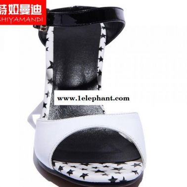 詩婭曼迪女鞋套腳拼色歐洲站品牌潮流女真皮新品女士時尚露趾涼鞋