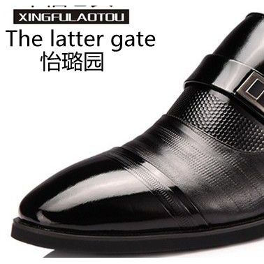 供應怡璐園男鞋批發怡璐園2014新款頭層牛皮英倫漆皮鞋男士商務正裝鞋套腳潮流行