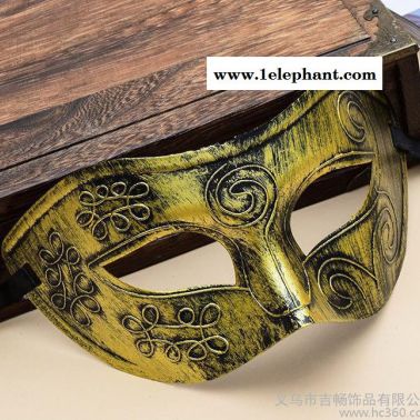 酒吧舞會面具 男士平頭塑料雕花面具 萬圣節圣誕節爵士面具