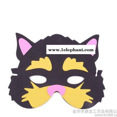 兒童EVA卡通動物面具黑貓萬圣節用品舞會面具可定制