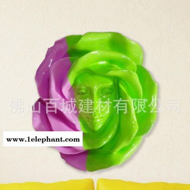 美人玫瑰花壁飾創意家居主題KTV酒店人臉玫瑰掛壁玫瑰花**