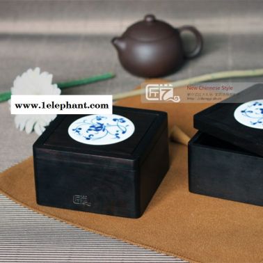 匠藝 原創紅木青花收納盒儲物盒  家居時尚木質品 禮品 可定制