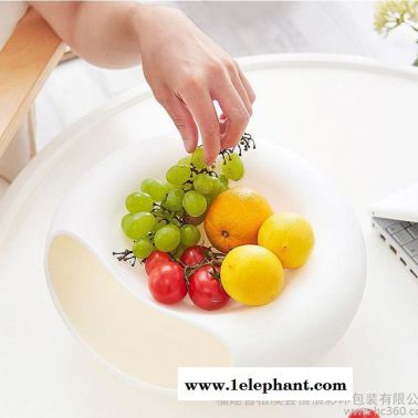 倍潔圓形果盤(pán)彩色塑料時(shí)尚創(chuàng)意果盤(pán)小號(hào)水果收納盒懶人瓜子神器