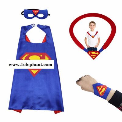 德軒 萬圣節帽子披風**3-7歲兒童超人披風面具套裝萬圣節表演服裝道具兒童節