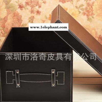 深圳工廠(chǎng) 高端訂制 皮質(zhì)收納箱 整理收納盒 套三箱收納 黑棕