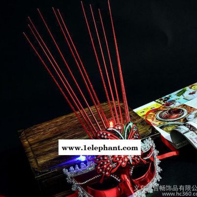 圣誕節新款舞會發光雙蝴蝶雨絲面具半臉公主面罩聚會道具發光玩具