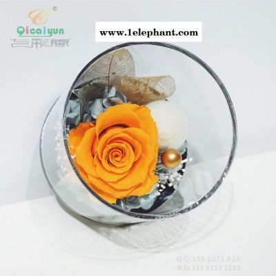 亞克力圓形玫瑰花盒 有機玻璃花盒定制 圓形透明花盒 亞克力玫瑰花收納盒 亞克力盒子