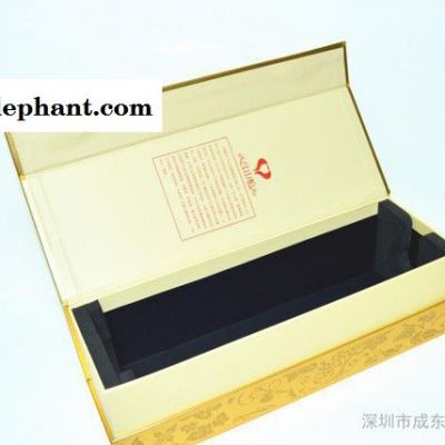 經典珍藏單支裝硬紙板紅酒盒 黃緞紅酒盒紅酒收納盒禮品盒定制