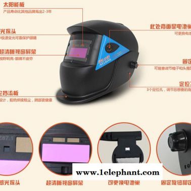 頭戴式電焊面罩 太陽能自動變光焊帽 電焊頭盔 焊接面罩氬弧焊
