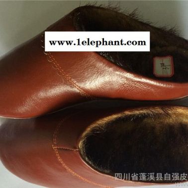 **莎蘭貝爾牛皮拖鞋 男女室內家居拖鞋 真皮拖鞋帶毛保暖鞋