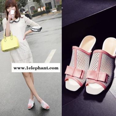 2015新款熟女涼拖鞋時(shí)尚蝴蝶結(jié)工作拖鞋商城爆款女涼拖