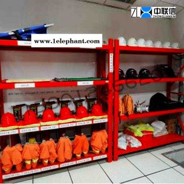 北京中聯信紅色消防貨架頭盔滅火器展示架防火器材警示架