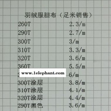300T羽絨服內膽布 涂層膽布 **防絨內膽布
