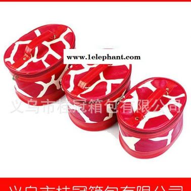 定做韓國外貿簡約時尚3件套 便攜可愛色丁洗漱包化妝包