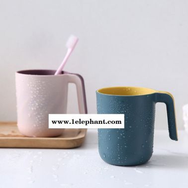 簡約雙色洗漱杯 家用塑料帶手柄刷牙 杯子創意情侶牙刷 缸學生漱口杯