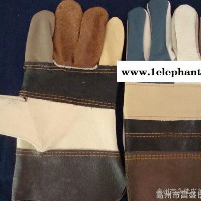 直銷家私牛皮七彩全皮駁掌電焊手套 牛皮制勞保手套 防護手套