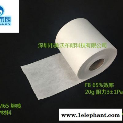 深圳廠家定制高效低阻熔噴濾材，F8 65%效率 進口PP材料，汽車濾網核心原材料——美沃布朗
