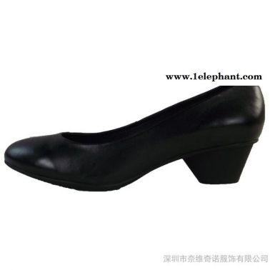 外貿頭層小牛皮女式單鞋尖頭粗中跟時裝女鞋大碼護士鞋歐洲站