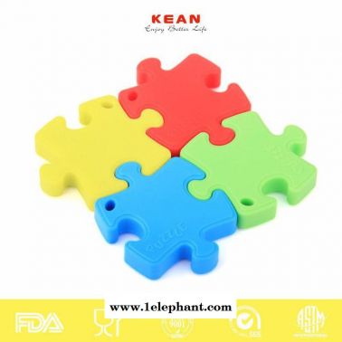 嬰兒益智拼圖牙膠 KEAN食品級硅膠寶寶磨牙棒柔軟出牙玩具批發