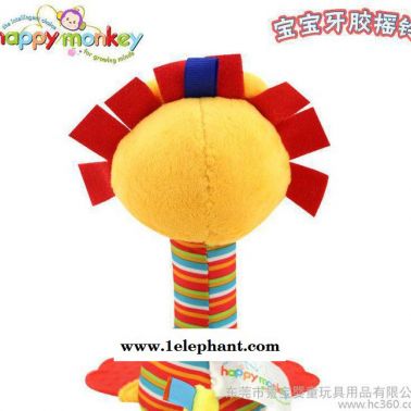Happy monkey 超柔軟動物獅子手抓搖鈴棒帶BB叫牙膠毛絨玩具