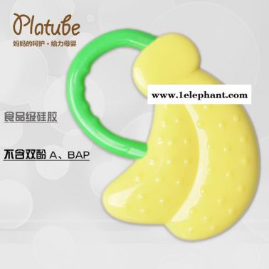 廠家現貨批發嬰兒牙膠香蕉水果硅膠寶寶磨牙玩具兒童口咬膠咬咬樂