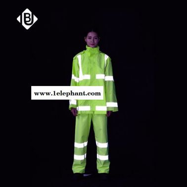 雨豹牌UB-002**雨衣反光救援服分體雨衣套裝熒光黃透氣300D牛津布PU環保涂層高溫壓膠**防水雨衣 **騎行服
