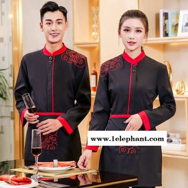 秋冬季特色餐飲服務員衣服 火鍋店長袖工作服裝  湘菜館農家樂制服女