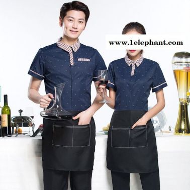 西餐廳咖啡店短袖 工裝 夏季酒店餐飲店 服務員衣服 自助火鍋飯店制服