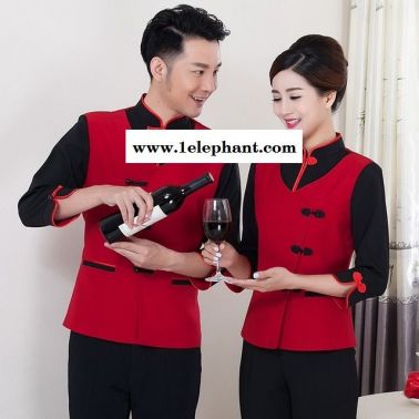 酒店工作服秋冬裝 女火鍋店餐飲服務員服裝 飯店茶樓農家樂工裝長袖